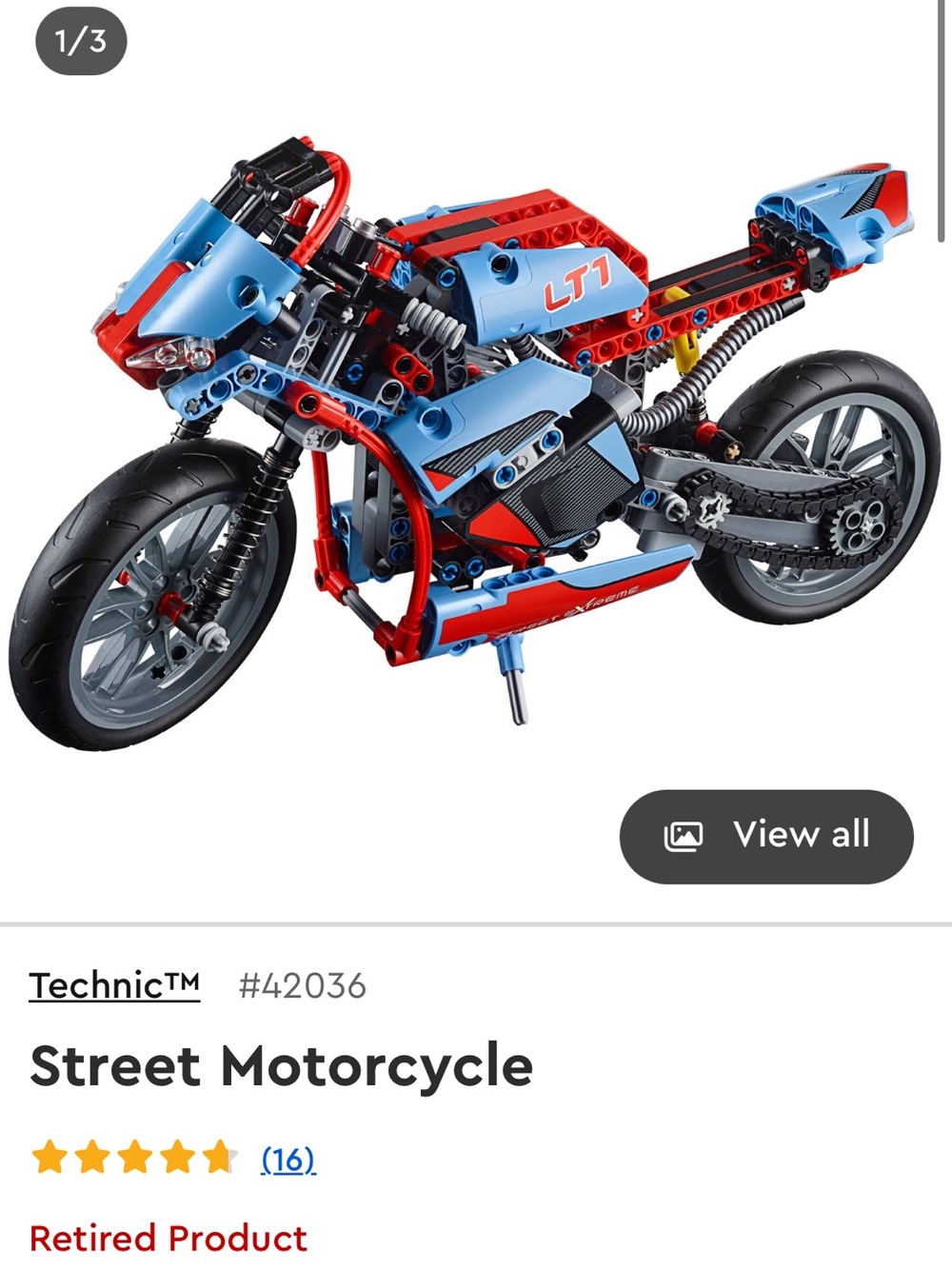 Brand NEW. Never been opened. Lego Technic Blue and Red Street Motorcycle- LT1 - Picture 4 of 12